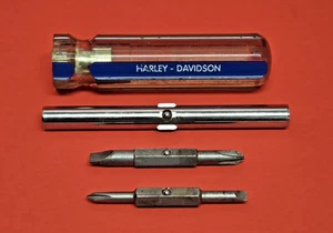 Cacciavite vintage Harley-Davidson 4 in 1 da collezione raro blu e trasparente MADE IN USA - Foto 1 di 10