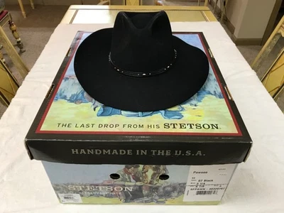 Stetson Pawnee 5X Sombrero Fedora Panamá Vaquero Occidental Fieltro Castor 6 7/8 Negro Foto 1 de 4