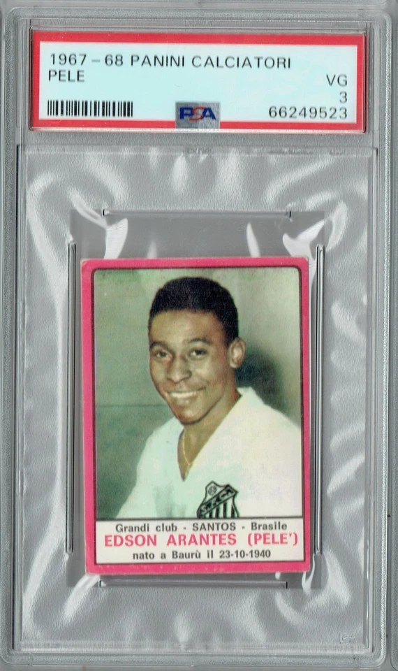 Tarjeta coleccionable PSA 3 Pelé 1967 Panini Calciatori rosa Foto 1 de 3