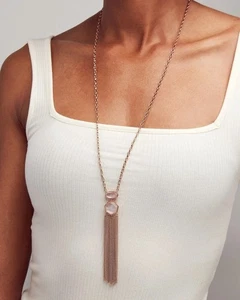 Kendra Scott Tae Oro Rosa Borla Vidrio Dicroico Flecos Largos Colgante Arco Iris - Imagen 1 de 14