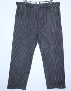 French 1940s Grey Striped Cotton Pique Work Peasant Pants W38 Made in France - Picture 1 of 8