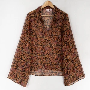 Blusa Xhilaration Top XL Multicolor Floral Transparente Boho Capricho Hada Grunge - Imagen 1 de 8