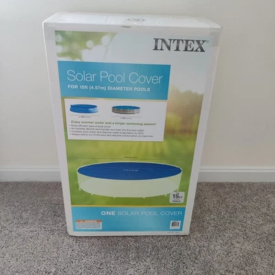 Intex 15 Foot Round Easy Set Vinyl Solar Cover for Swimming Pools, Blue | 29023E - Image 1 of 3