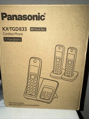 Panasonic Cordless Phone 3 Handsets KX-TGD833 Metallic Black -Answering Machine - Image 1 of 3