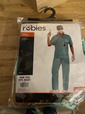 E.R. 外科医生男性医生护士磨砂绿色成人服装红宝石新品 — 第 1/4 张图片