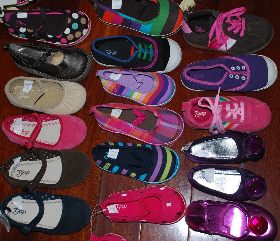 NEW GAP girl variety MARY JANE TENNIS SHOES FLATS 13 12 11,10,9,8,7,6,5 flower  - Image 1 of 1