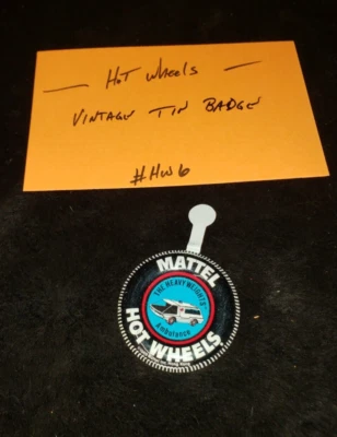 ORIGINAL VINTAGE 1968 HOT WHEELS METAL TIN BADGE HEAVEY WEIGHTS AMBULANCE #6 - Image 1 of 3