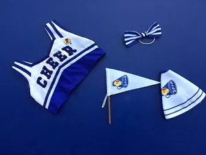 Build a Bear Teddy Bear Accessories - Blue/White 4 pc. Cheer Horn, Flag,Top, Bow - Bild 1 von 1