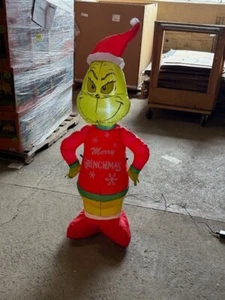 Grinch Gonfiabile Soffiato 4' con Maglione Brutto Natale Gemma di Natale 1A - Foto 1 di 4