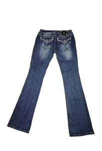 Miss Me Damen Boot Cut Jeans Größe 28 Medium Wash Bestickt Strass  - Bild 1 von 6