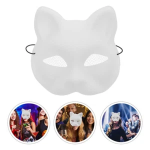 Máscara en blanco 3 piezas Cosplay Favores de fiesta Máscara de gato Base Therian Gato Máscara Gato - Imagen 1 de 12