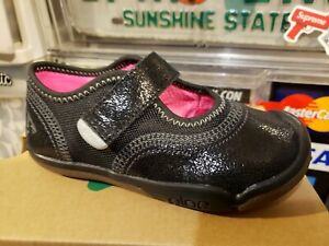 New PLAE Emme Girls Black Leather Shoes w/ Single Strap Toddler 7T US / 23 EUR