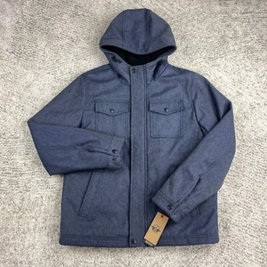 Dockers Jacket Mens Medium Softshell Hooded Coat Faux Fur Lined Winter Blue NWT - Picture 1 of 10