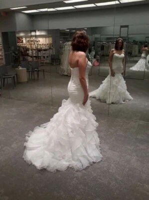 Davids Bridal WG3832 Gown Organza Mermaid Wedding Dress Ivory Size 8-13 - Image 1 of 4