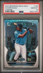 Xavier Isaac 2023 Bowman Chrome 1st Mega Box Mojo Refractor Card #BCP-145 PSA 10 - Bild 1 von 3