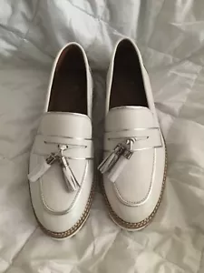 Women's Moda In Pelle Leather Feadrina Loafers White Uk 7 Euro 40 New - Picture 1 of 7