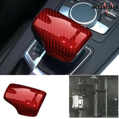 Red Carbon Fiber Gear Shift Knob Cover for Audi A4 S4 A5 S5 RS4 RS5 LH 2017-2022 Foto 1 de 4