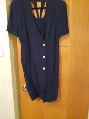 Vintage Joseph Ribkoff Creations Dynasty 80s Dress  - Navy - UK 12 ❤🩷❤❤❤ - Image 1 of 4