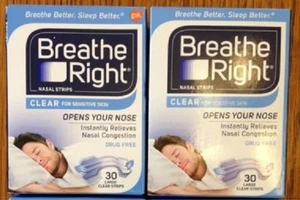 60 BREATHE RIGHT Nasal Strips Clear Size Large Nose Stop Snoring Sleep Breath - Picture 1 of 1