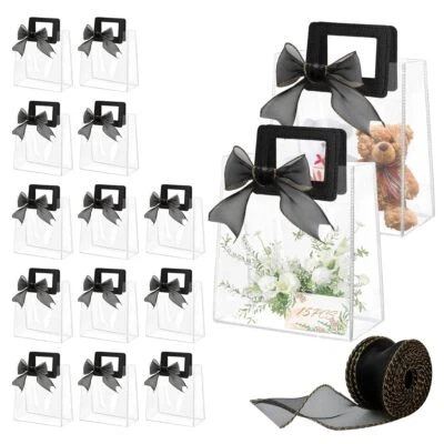 15 Piezas Bolsas de Regalo Transparentes con Asas PVC Transparente Bolsa de Regalo con Cinta Reus... Foto 1 de 4