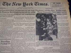 1951 JUNE 7 NEW YORK TIMES - EISENHOWER AT D-DAY RITES - NT 2272 - Picture 1 of 2