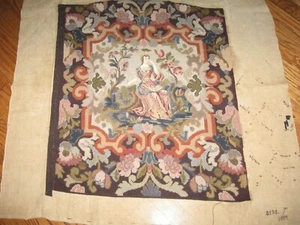 ANTIQUE FINISHED NEEDLEPOINT ,PETIPOINT TAPESTRY OF LADY FRANCE - Picture 1 of 9