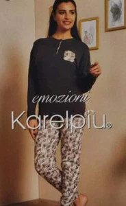 PIGIAMA FLOREALE DONNA INVERNALE - Picture 1 of 25