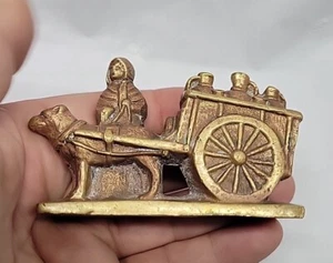 Early 20th C Belgian bronze Figurine milk woman with cart And dog #5609 - Picture 1 of 24