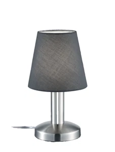 Touch me Tischlampe Tischleuchte Nachttischlampe  Stoffschirm grau LED möglich - Bild 1 von 1