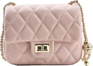 Diamond Chain Shoulder Crossbody Bag, Fashionable Women's Leather Tote Pink - Picture 1 of 6