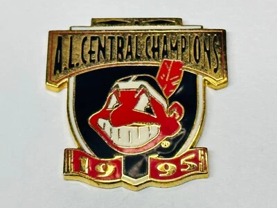 Prendedor de solapa de sombrero esmaltado de los Indios de Cleveland Campeón Central de la Liga Americana 1995 Foto 1 de 2