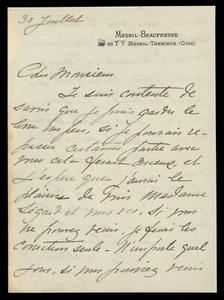 Carta autógrafa de Mary Cassatt de 1913 firmada por su biógrafo (degas, era Monet) - Imagen 1 de 2