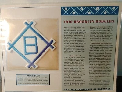 Lost Treasures Of Baseball 1910 Brooklyn Dodgers Patch Game Worn Home Jersey MLB - Image 1 of 3
