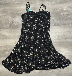 NEW Nine Britton Womens BOHO Strappy Back Dress Size Large Black Floral Sundress - Picture 1 of 9