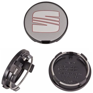 4 SEAT Original Nabenkappen 63 mm Felgendeckel Nabendeckel Silber Rot Schwarz - Picture 1 of 1