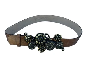 Ledergürtel Ledergürtel braun Kristall Messingschnalle - #7599 - Bild 1 von 6