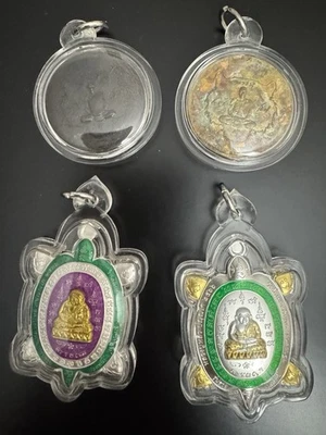 Lote de 4 amuletos tailandeses Lp Liew & Lp Koon Vorrapanyo #S123 Foto 1 de 4