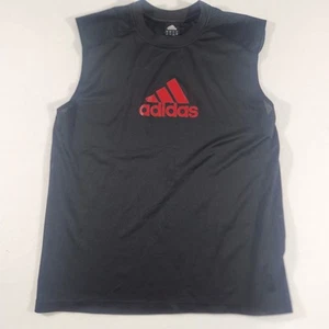 VTG Adidas Black Sleeveless Tank Red Spell Out T-Shirt Mens L USA Made - Picture 1 of 6