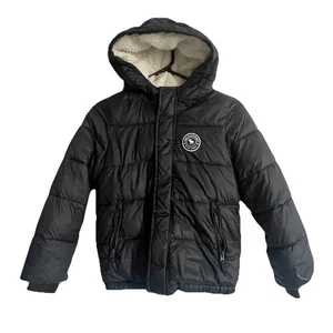 abercrombie fitch Hooded Puffer Jacket Sherpa Lining Boys 7/8 Preowned - Picture 1 of 12