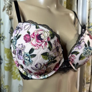 Victoria's Secret 34DD BH SCHWARZ rosa Blumen Applikation ROSE - Bild 1 von 7