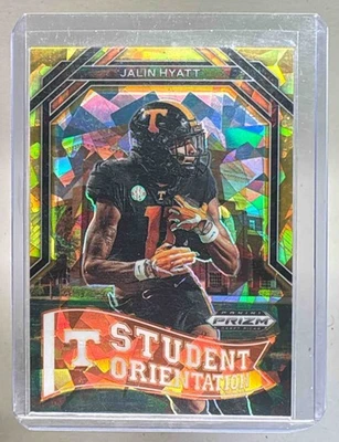 Jalin Hyatt 2023 Panini Prizm Draft Picks #SO-14 Gold Ice Student Orientation RC - Image 1 of 3