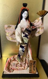 Vintage Japanese Oyama Doll Kimono Geisha Maiko Fan Display Figurine - Picture 1 of 22
