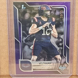 Caden Veltkamp 2025 Bowman Univ Chrome Purple Refractor #33/75 FAU Owls - Picture 1 of 3