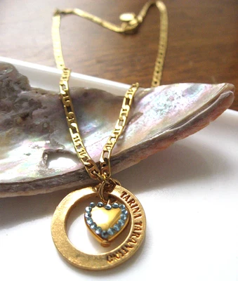 Colar Tarina Tarantino ouro doce coração longo pingente azul céu cristal logotipo novo - Imagem 1 de 4