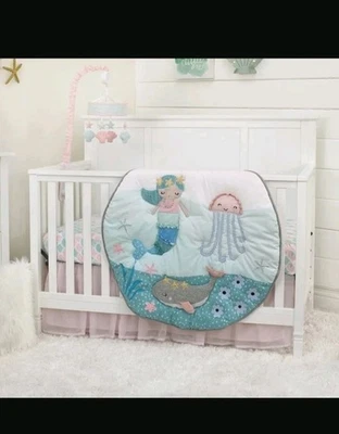 Juego de ropa de cama para cuna infantil NoJo Sugar Reef Mermaid de 4 piezas Foto 1 de 4