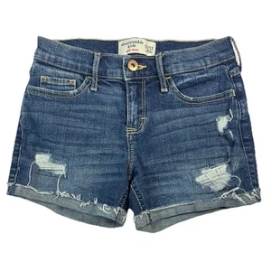 Abercrombie Kids Blue Distressed Denim Midi Shorts NWOT 11/12 - Picture 1 of 3
