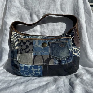 Coach Y2K Denim Patchwork Pelle Medium Hobo 10808 - Foto 1 di 7