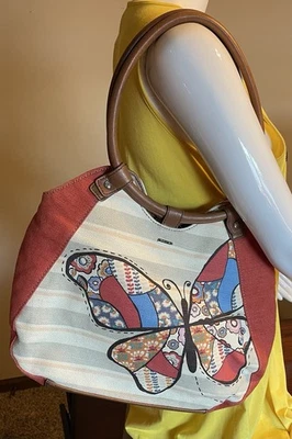 RELIC by Fossil Canvas Shoulder HandBag Purse Colorful Butterfly Excellent - Image 1 of 4