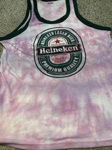 VTG USA Made Men's Heineken Beer All Over Print Double Sided Tie Dye Rare - Picture 1 of 4