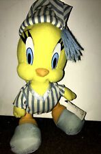 Tweety Bird Plush 10" Figure 1997 Blue Striped Pajamas & Hat Looney Tunes 